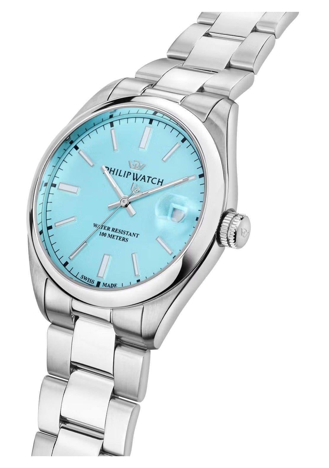 Philip Watch Swiss Made Caribe Urban Stainless Steel Turquoise Dial Quartz R8253597642 100M Men's Watch