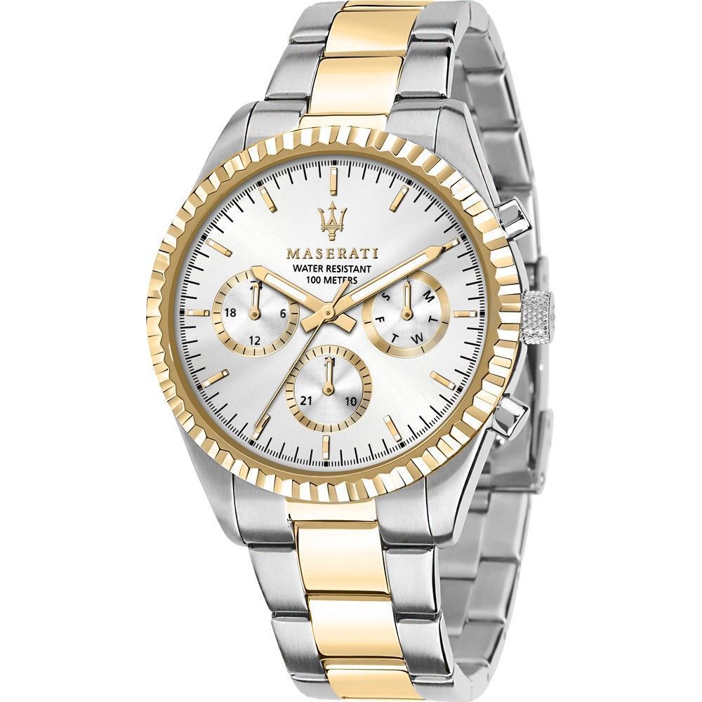 Maserati Competizione tweekleurig roestvrij staal zilver multifunctionele wijzerplaat quartz R8853100021 100M herenhorloge