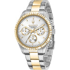 Maserati Competizione Two Tone Stainless Steel Silver Multifunction Dial Quartz R8853100021 100M Men's Watch