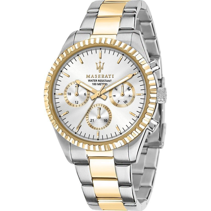 Maserati Competizione Zweifarbige Edelstahl Silber Multifunktionszifferblatt Quarz R8853100021 100M Herrenuhr