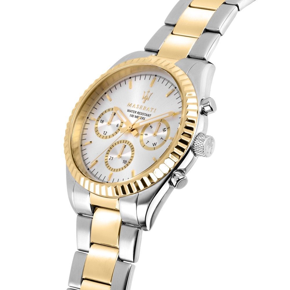Maserati Competizione tweekleurig roestvrij staal zilver multifunctionele wijzerplaat quartz R8853100021 100M herenhorloge
