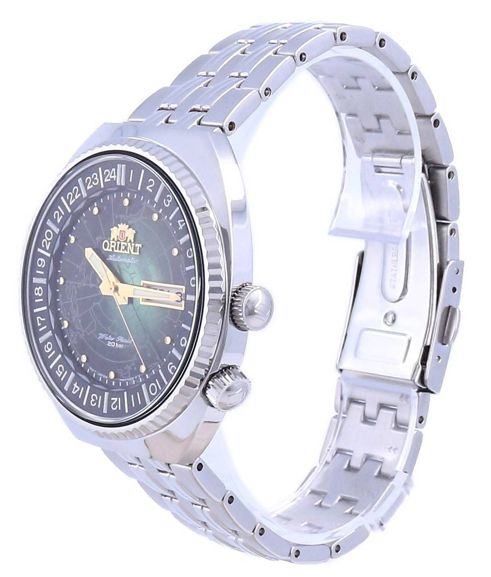 Orient World Map Revival roestvrijstalen automatisch duikershorloge RA-AA0E02E19B RA-AA0E02E39B 200M herenhorloge