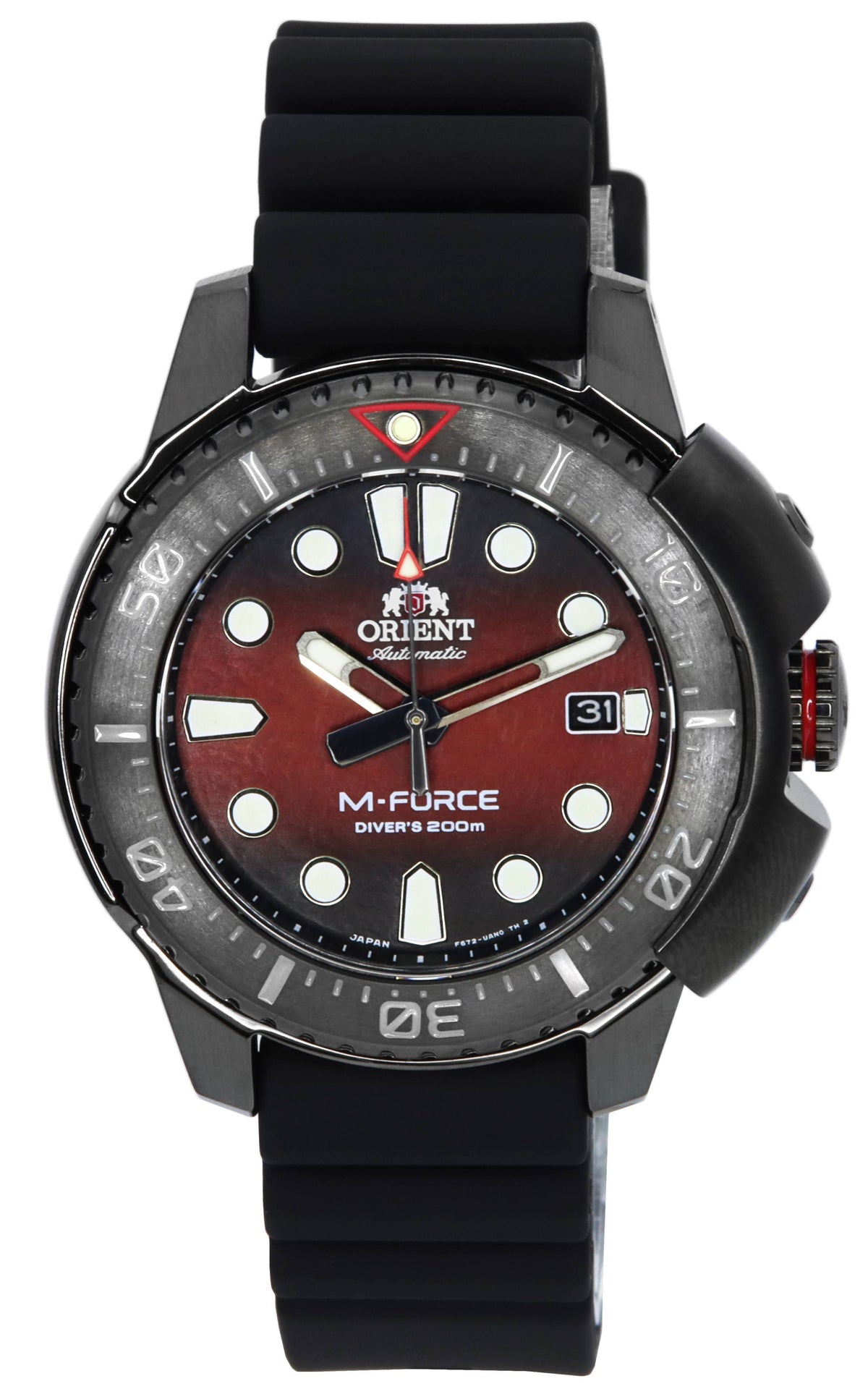 Orient M-Force Limited Edition automatisch duikershorloge met rode wijzerplaat RA-AC0L09R00B 200M herenhorloge
