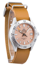 Orient Sports Leather Strap Apricot Dial Automatic Diver's RA-AC0Q05P10B RA-AC0Q05P30B 200M Men's Watch