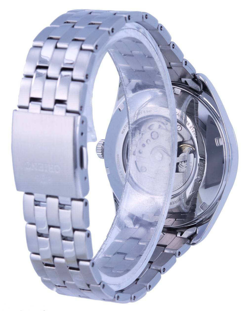 Orient meerjarenkalender blauwe wijzerplaat roestvrij staal automatisch RA-BA0003L10B herenhorloge
