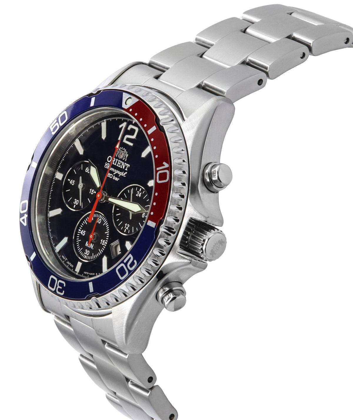 Orient chronograaf roestvrijstalen zwarte wijzerplaat zonneduiker RA-TX0201L10B 200M herenhorloge