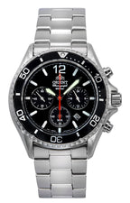 Orient Chronograph Edelstahl Schwarzes Zifferblatt Solar Taucher RA-TX0202B10B 200M Herrenuhr