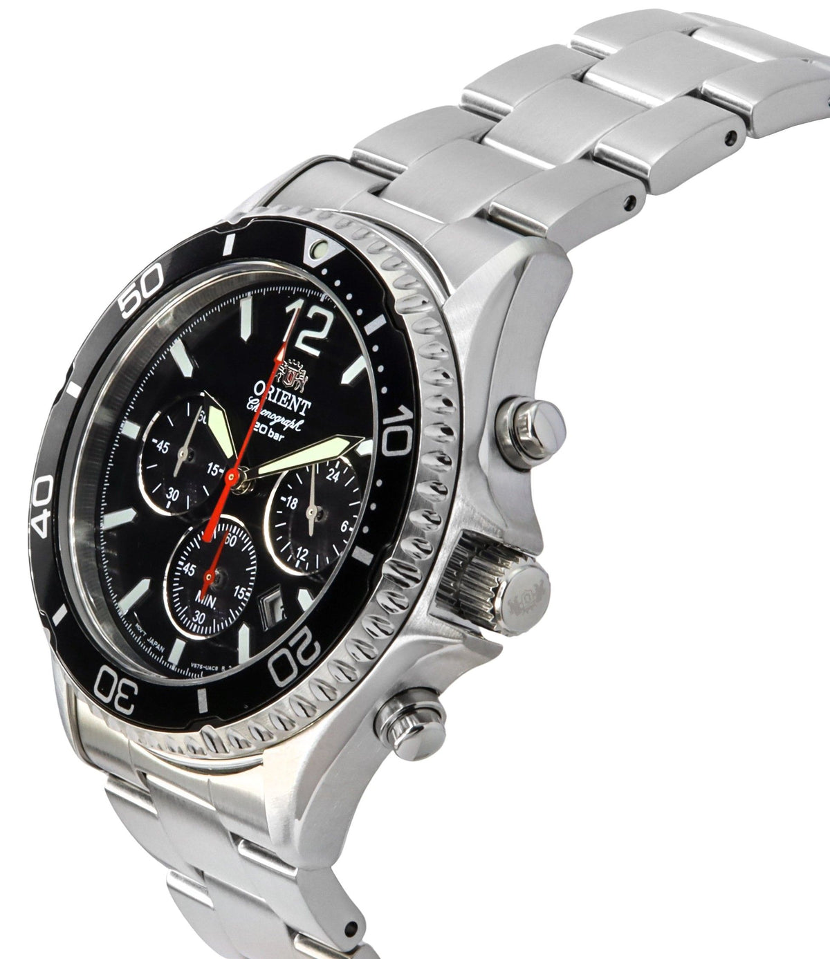 Orient chronograaf roestvrijstalen zwarte wijzerplaat zonneduiker RA-TX0202B10B 200M herenhorloge