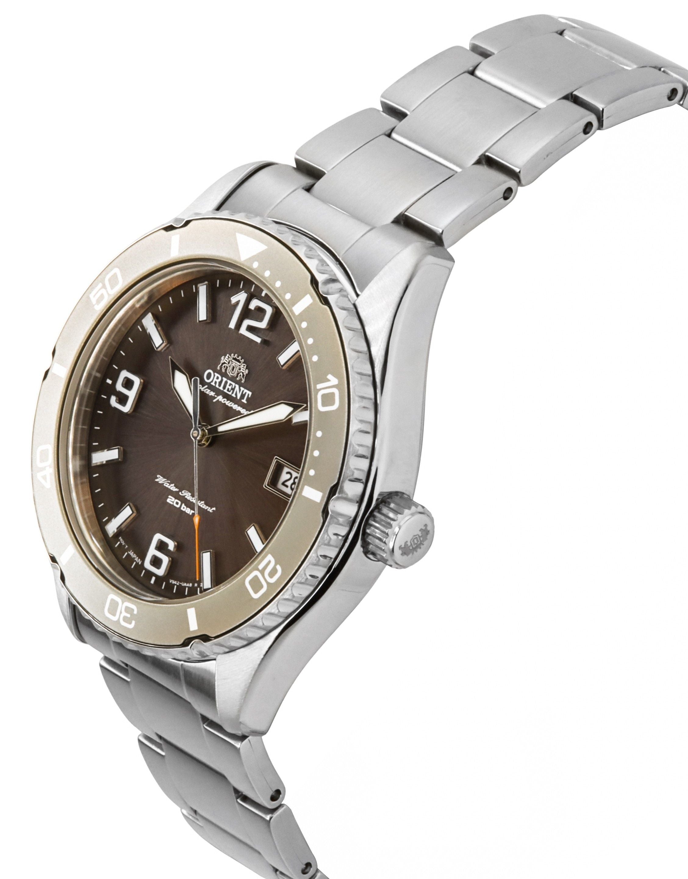Orient Mako III Stainless Steel Brown Dial Solar Diver's RA-WJ0004Y 200M Men's Watch