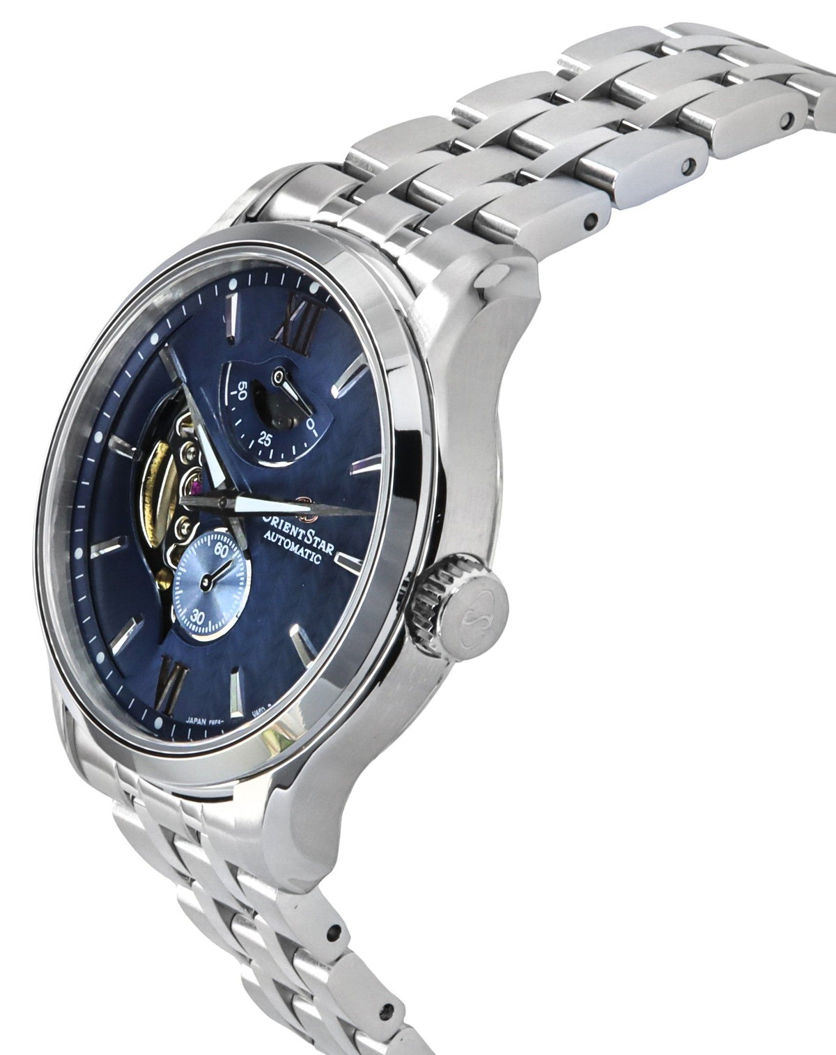 Orient Star eigentijds roestvrijstalen blauwe wijzerplaat automatisch RE-AV0B08L00B 100M herenhorloge