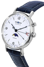 Refurbished Zeppelin LZ 129 Hindenburg Leather Strap Moon Phase White Dial Quartz 80761 Men's Watch