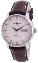 Refurbished Zeppelin Atlantic Beige Zifferblatt Lederarmband Automatik 8466-5 84665 Herrenuhr