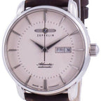 Refurbished Zeppelin Atlantic Beige Zifferblatt Lederarmband Automatik 8466-5 84665 Herrenuhr