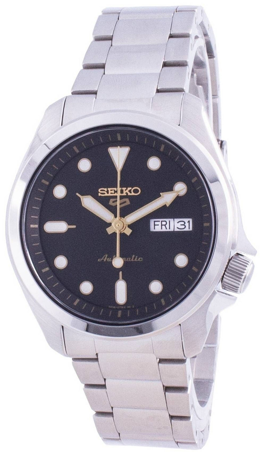 Überholte Seiko 5 Sports Schwarzes Zifferblatt Automatikuhr SRPE57 SRPE57K1 SRPE57K 100M Herrenuhr