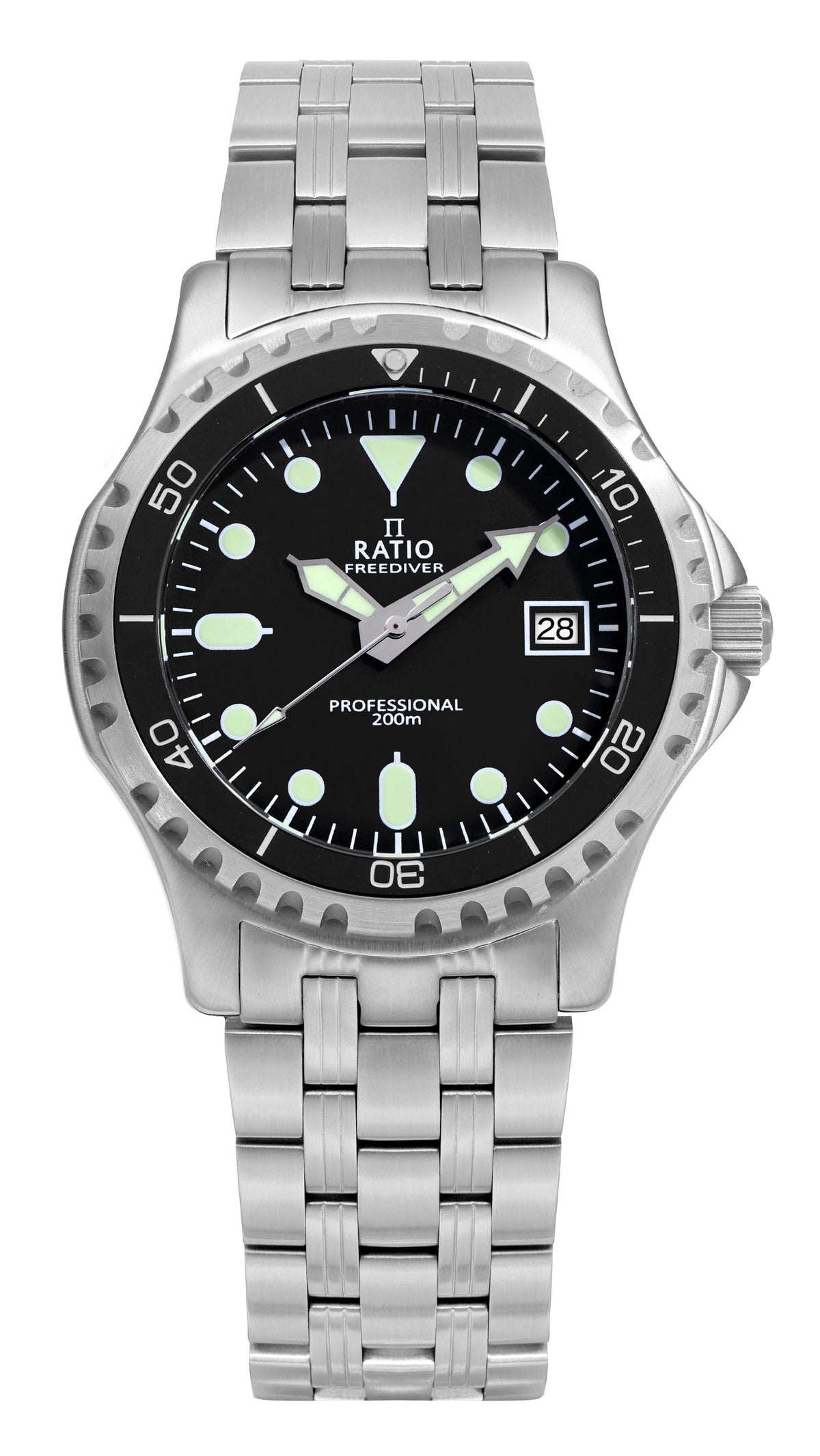 Ratio FreeDiver professioneel saffierzwarte wijzerplaat quartz RTF005 200M herenhorloge