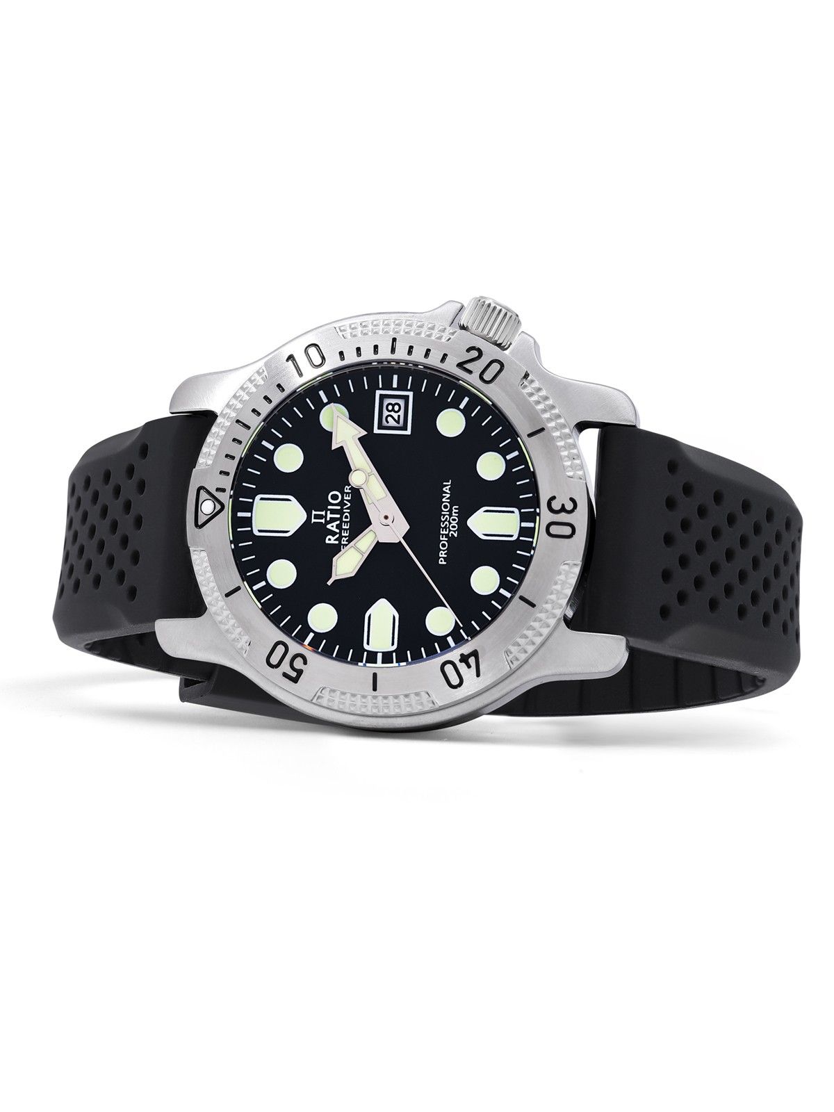 Ratio FreeDiver professioneel saffierzwarte wijzerplaat quartz RTF021 200M herenhorloge