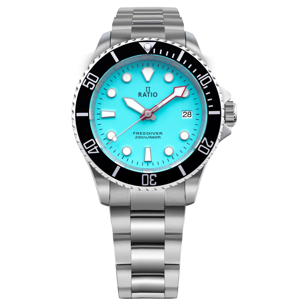 Ratio FreeDiver saffier roestvrij staal ijsblauwe wijzerplaat quartz RTF032 200M herenhorloge