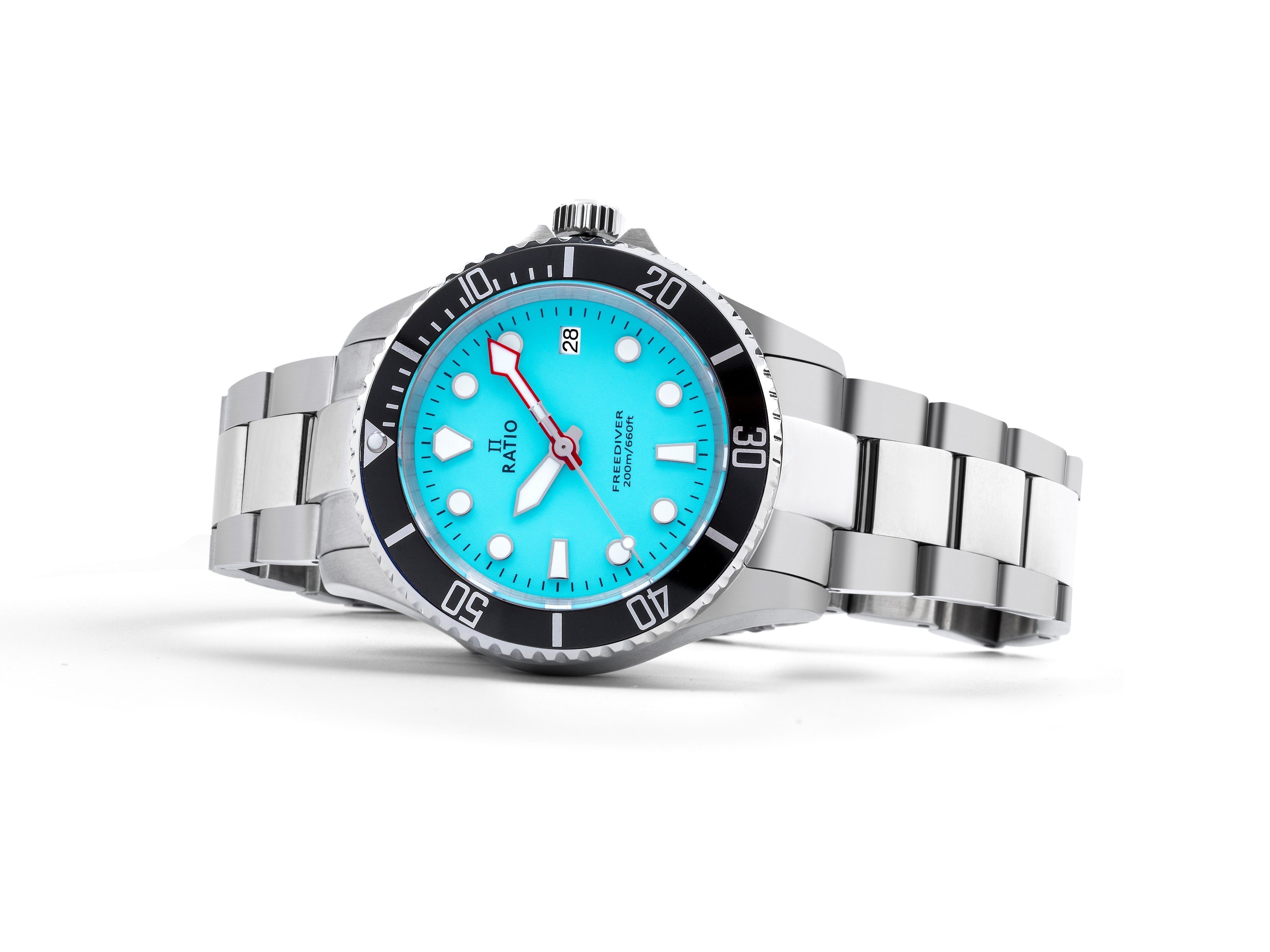 Ratio FreeDiver Sapphire Stainless Steel Ice Blue Dial Quartz RTF032 200M Men's Watch