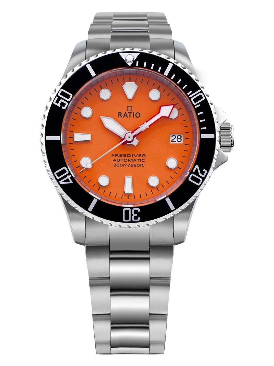 Ratio FreeDiver Saphir Edelstahl Orange Zifferblatt Automatik RTF045 200M Herrenuhr