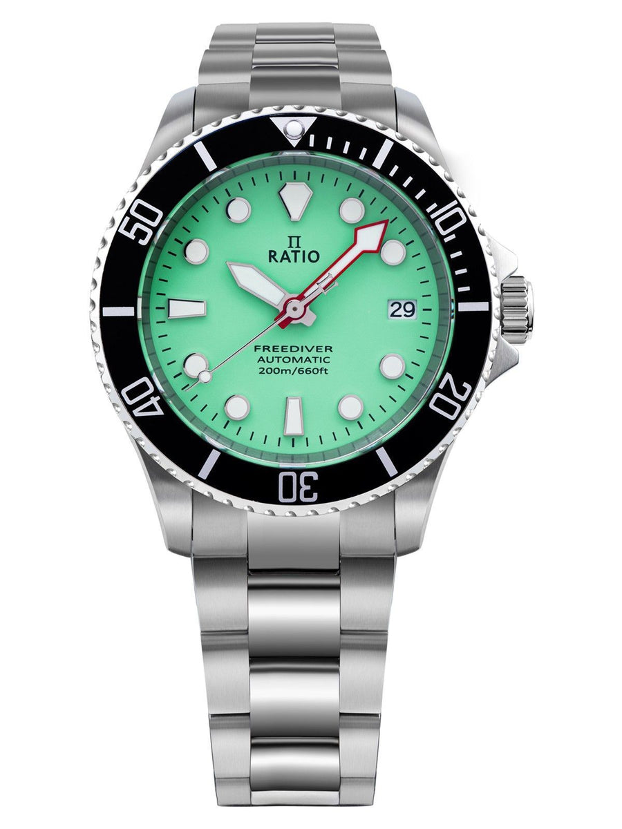 Ratio FreeDiver Sapphire Stainless Steel Green Dial Automatic RTF049 200M Herrenuhr