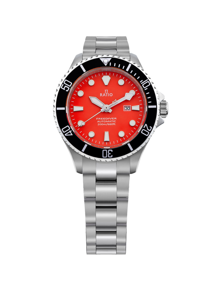 Ratio FreeDiver Sapphire Stainless Steel Red Dial Automatic RTFL836 200M Damenuhr