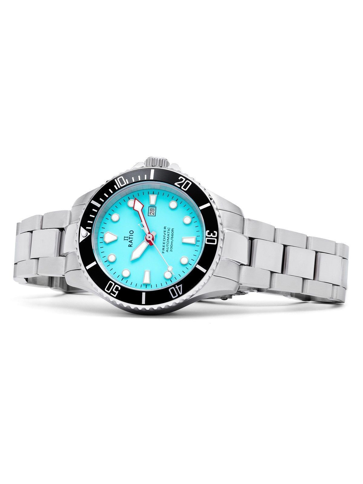 Ratio FreeDiver saffier roestvrij staal ijsblauwe wijzerplaat automatisch RTFL837 200M dameshorloge