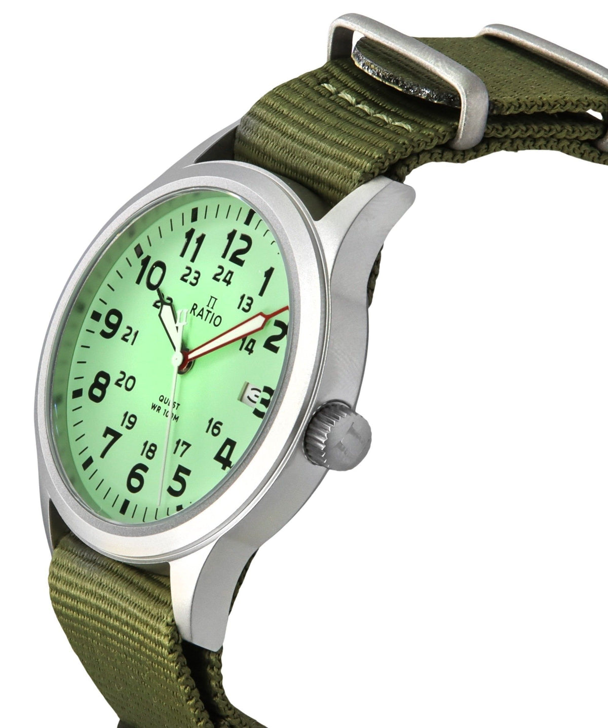 Ratio Quest heren veldhorloge saffier nylon band quartz RTQ015 100M Lewis en Clark-editie