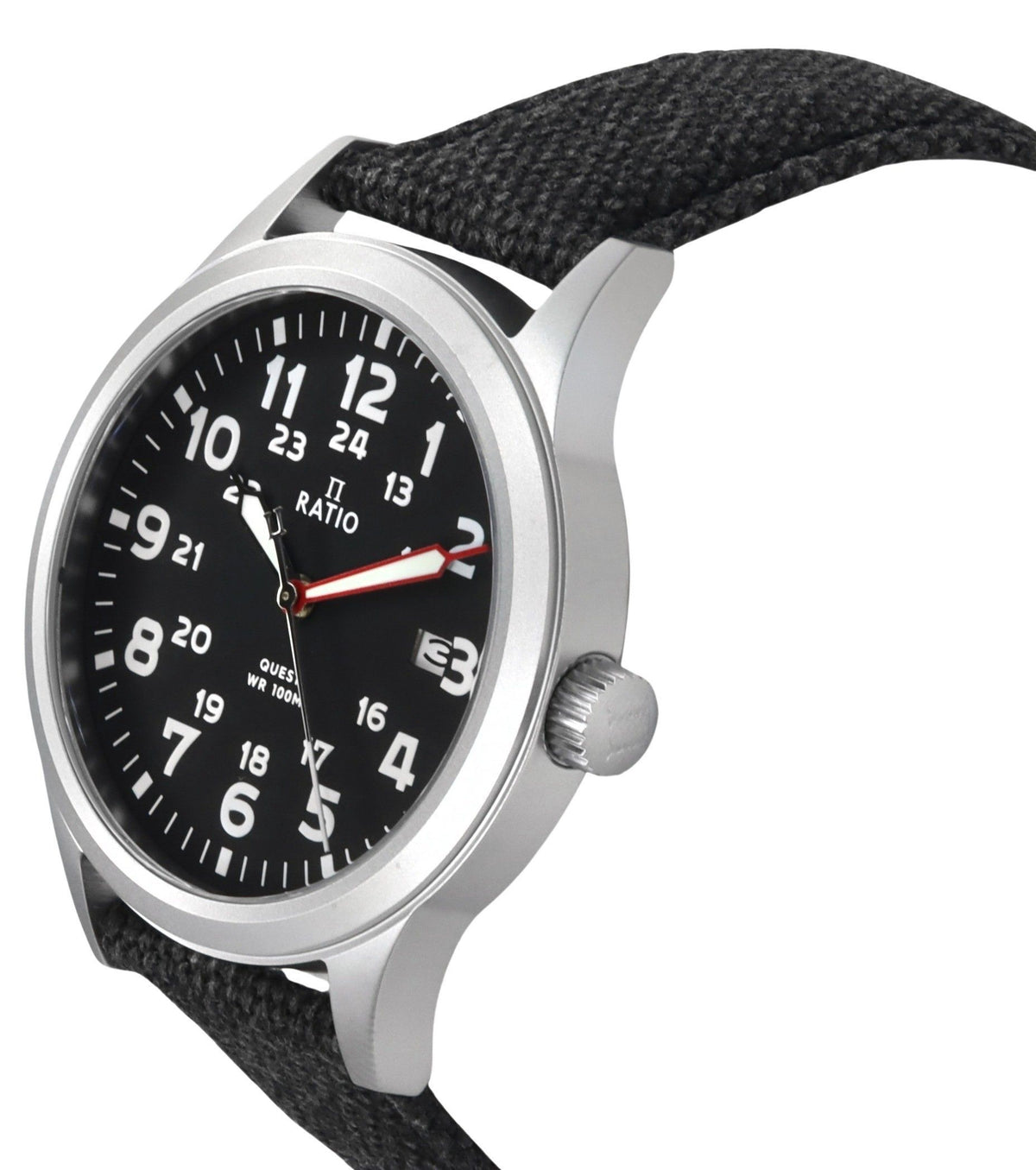 Ratio Quest heren veldhorloge saffier canvas band quartz RTQ023 100M Lewis en Clark-editie