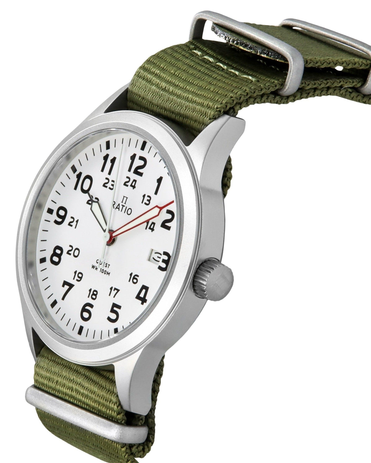 Ratio Quest heren veldhorloge saffier nylon band quartz RTQ025 100M Lewis en Clark-editie