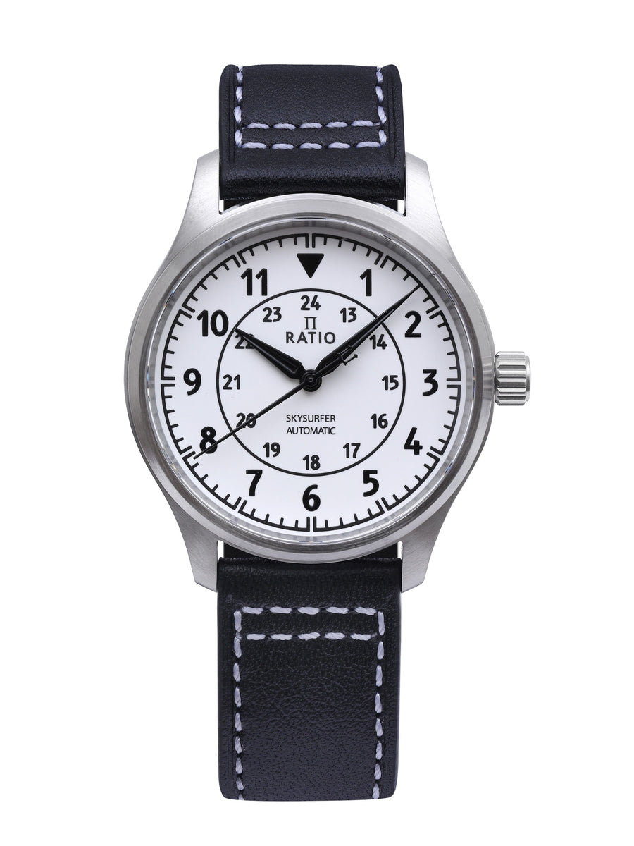 Ratio Skysurfer Pilot Voll Leuchtendes Zifferblatt Leder Automatik RTS316 200M Herrenuhr