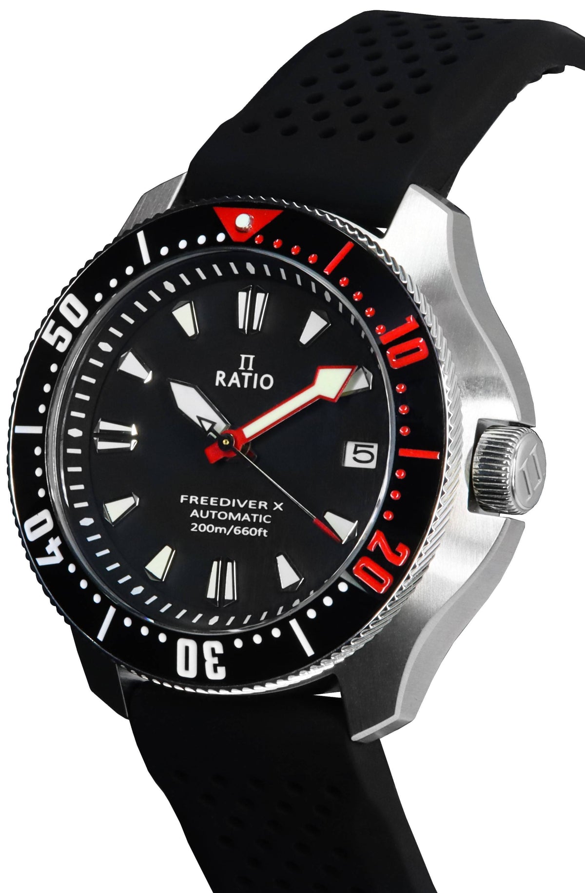Ratio FreeDiver X Marine zwart met zwarte keramische inleg automatisch duiker RTX001 200M herenhorloge