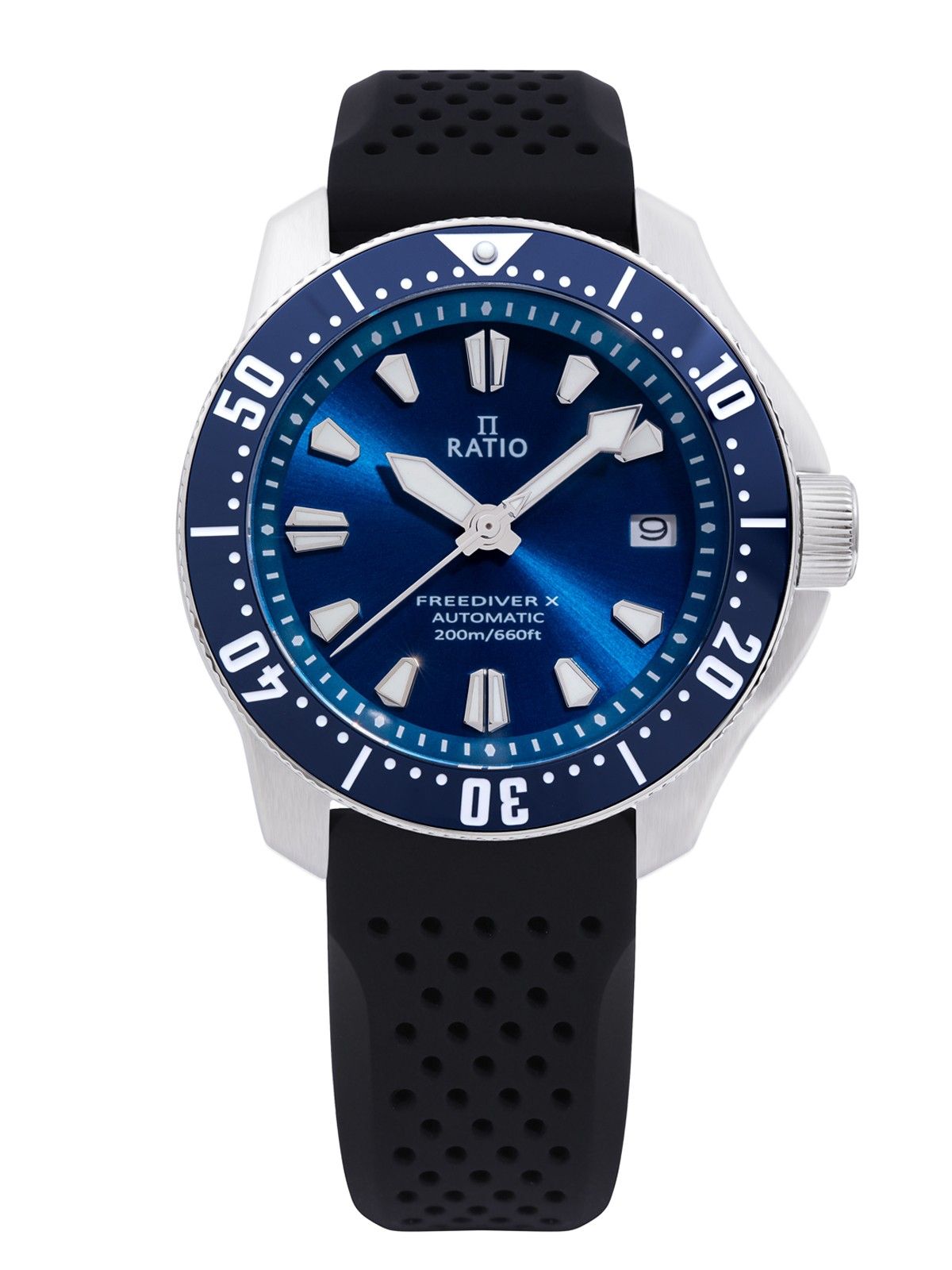 Ratio FreeDiver X oceaanblauw met blauwe keramische inleg automatisch RTX003 200M herenhorloge