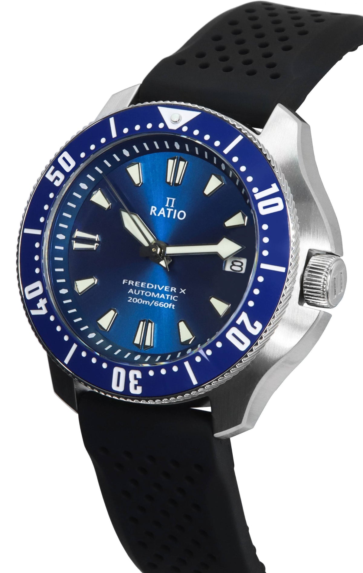 Ratio FreeDiver X oceaanblauw met blauwe keramische inleg automatisch RTX003 200M herenhorloge