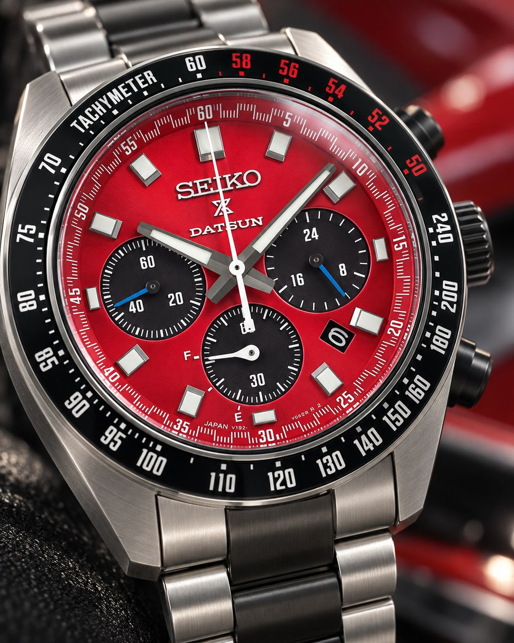 Seiko Prospex Speedtimer SBDL123 Datsun 240Z Limited Edition dial close-up