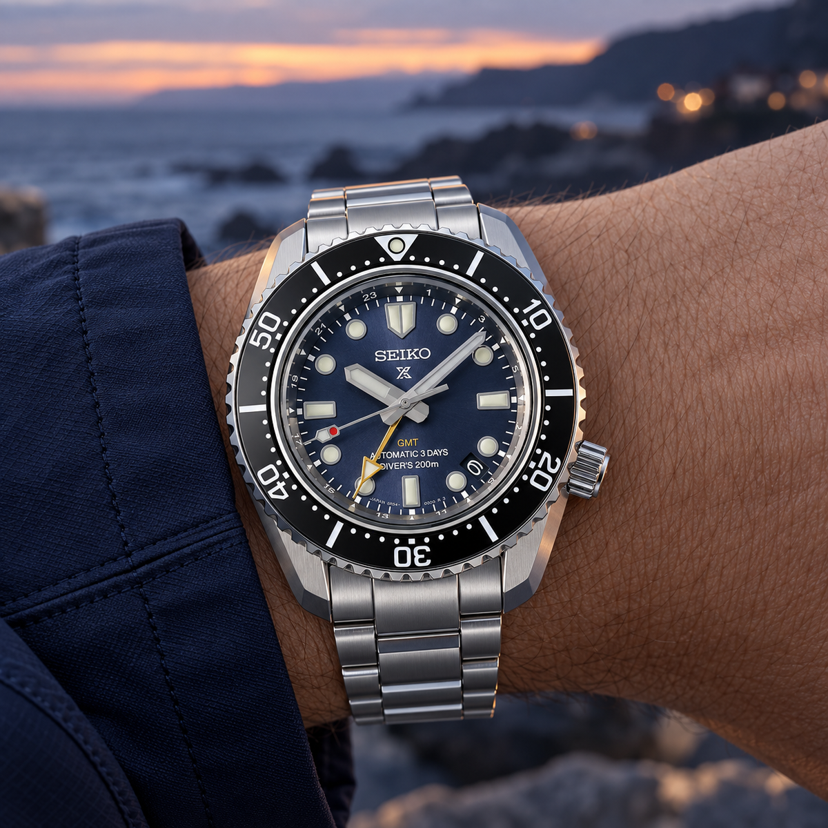 Seiko Prospex SBEJ021 1968 Heritage GMT Automatic Diver's 200m 42mm blauw-grijze wijzerplaat herenhorloge