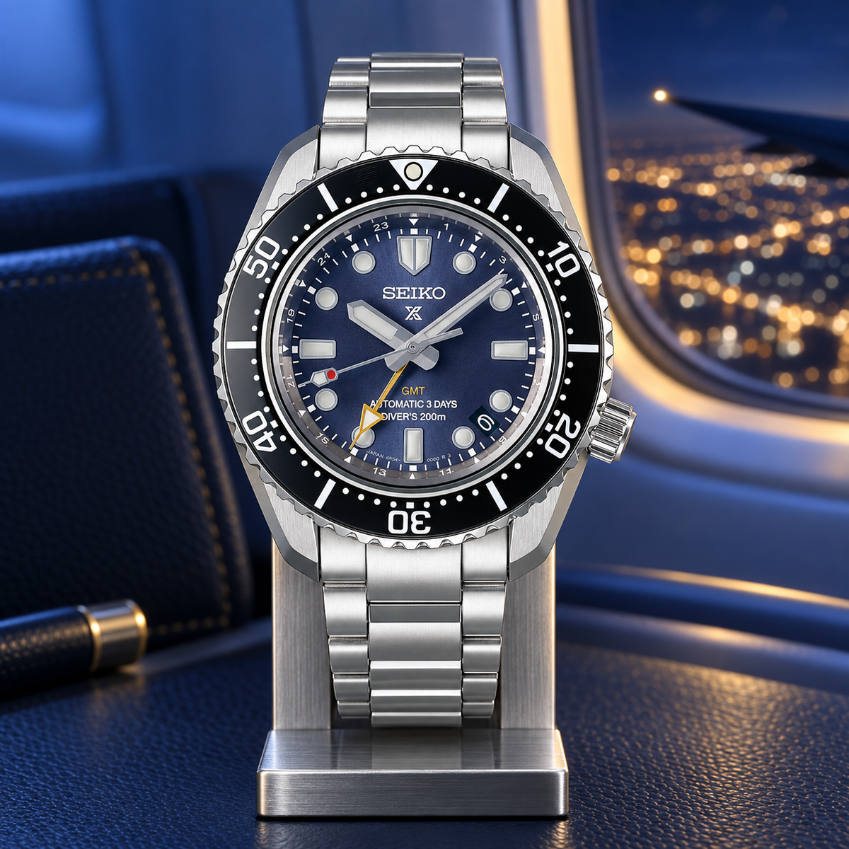 Seiko Prospex SBEJ021 1968 Heritage GMT Automatic Diver's 200m 42mm Blue-Gray Dial Men's Watch