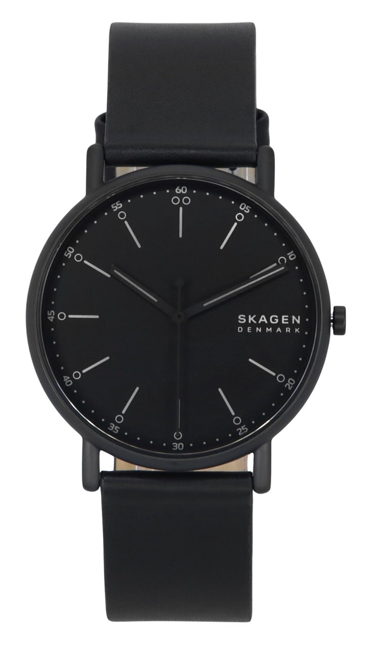 Skagen Signatur lederen band zwarte wijzerplaat quartz SKW6902 herenhorloge