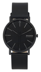 Skagen Signatur Leather Strap Black Dial Quartz SKW6902 Men's Watch