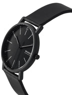 Skagen Signatur Leather Strap Black Dial Quartz SKW6902 Men's Watch