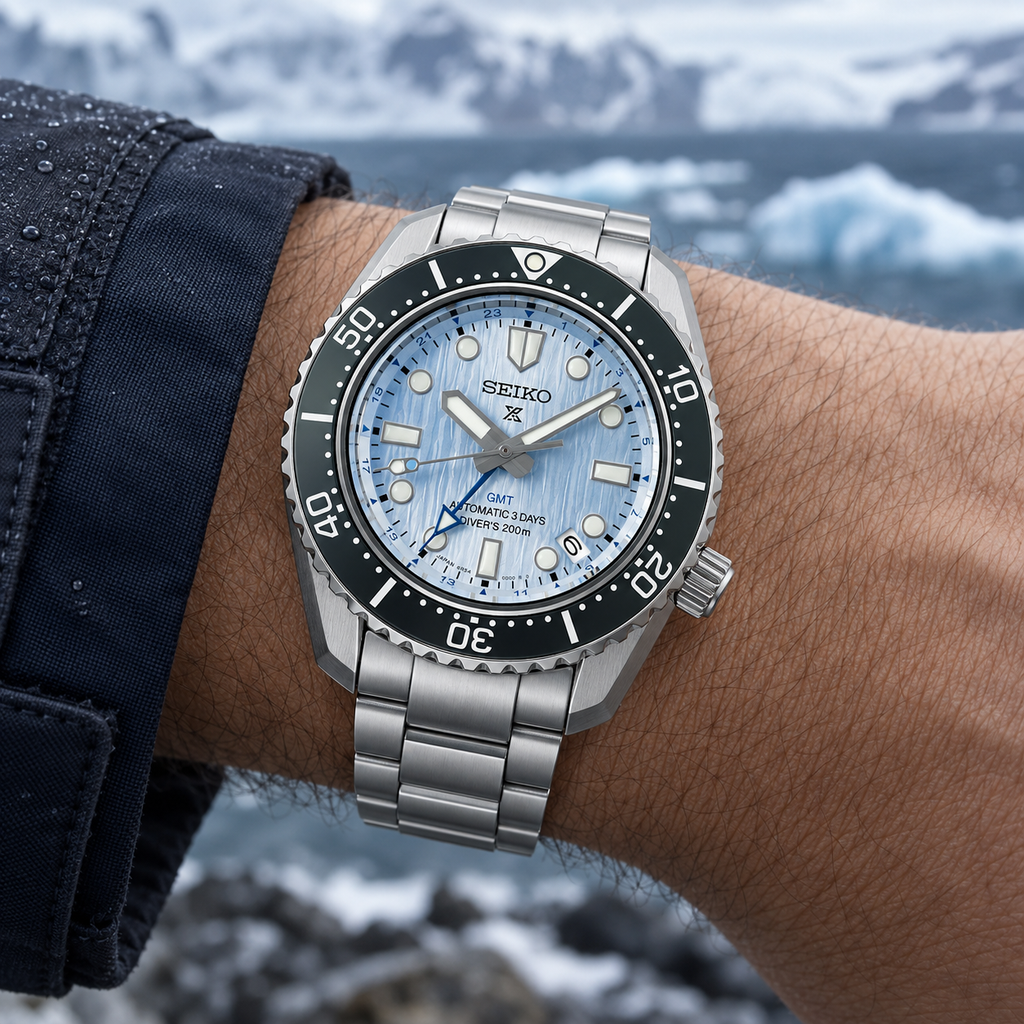 Seiko Prospex SPB385J1 110th Anniversary Save the Ocean Limited Edition GMT Automatic Diver's 200m 42mm Ice Blue Dial Men's Watch