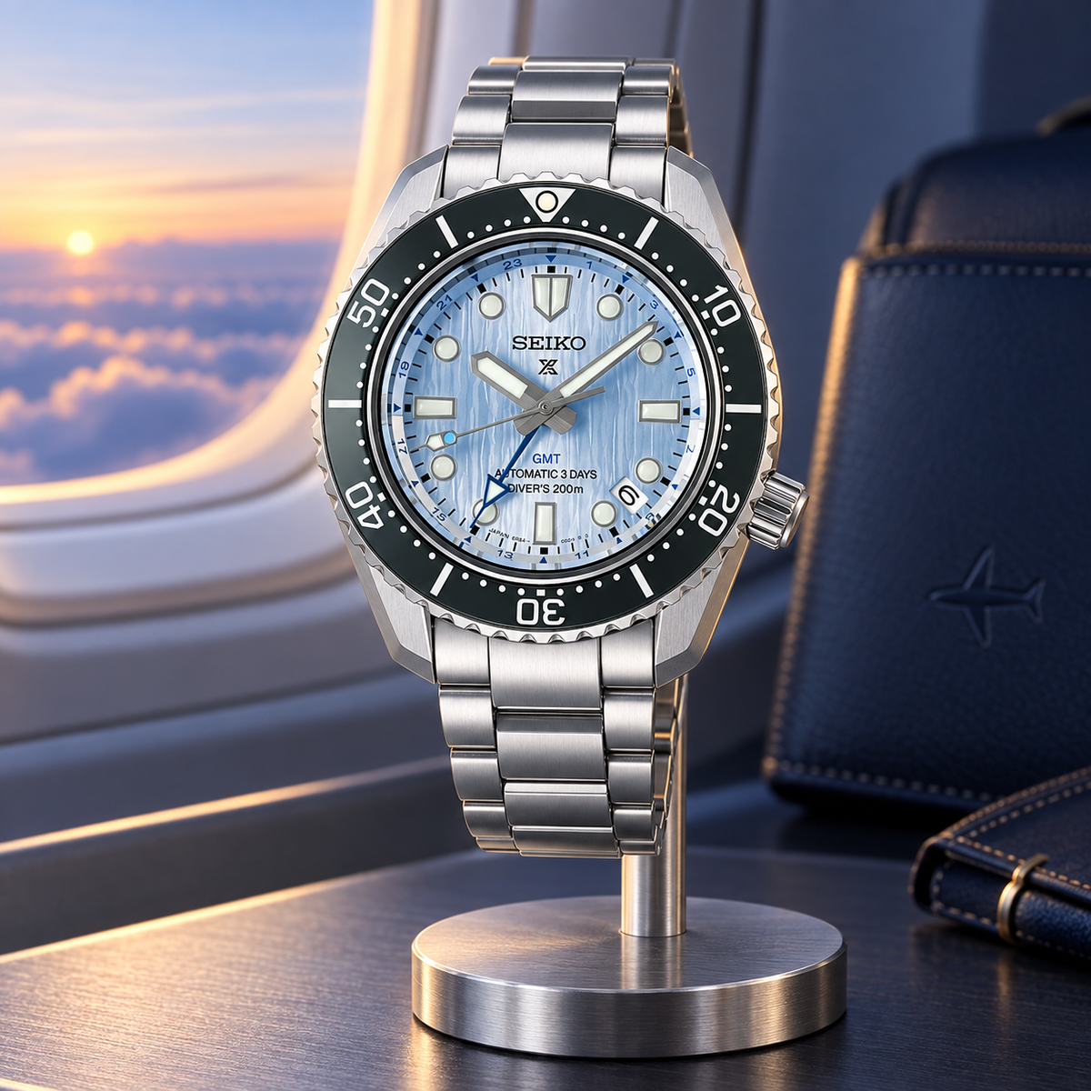 Seiko Prospex SPB385J1 110th Anniversary Save the Ocean Limited Edition GMT Automatic Diver's 200m 42mm Ice Blue Dial Men's Watch
