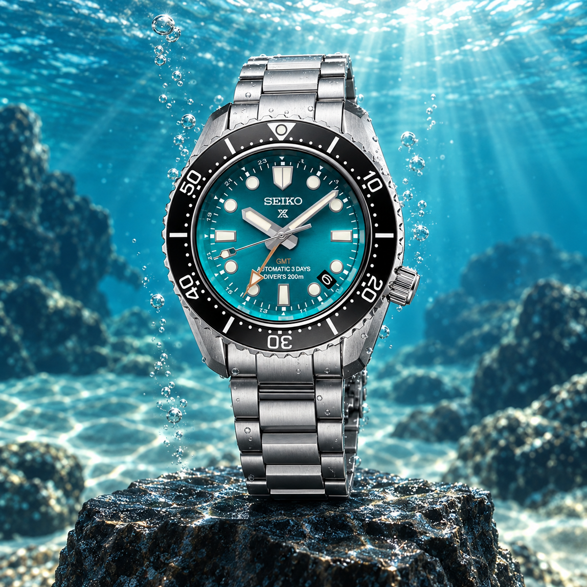 Seiko Prospex SPB475J1 1968 Heritage Diver's GMT Amerikaanse limited edition automatisch 200 m 42 mm herenhorloge met turquoise wijzerplaat