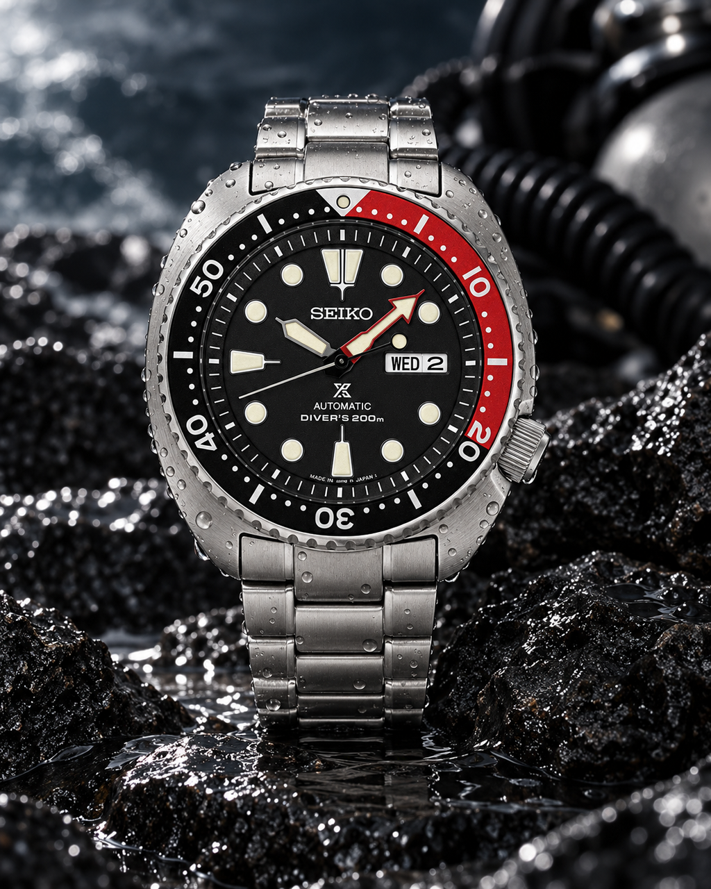 Seiko Prospex SRP789J1 Turtle Coke wet rock product view