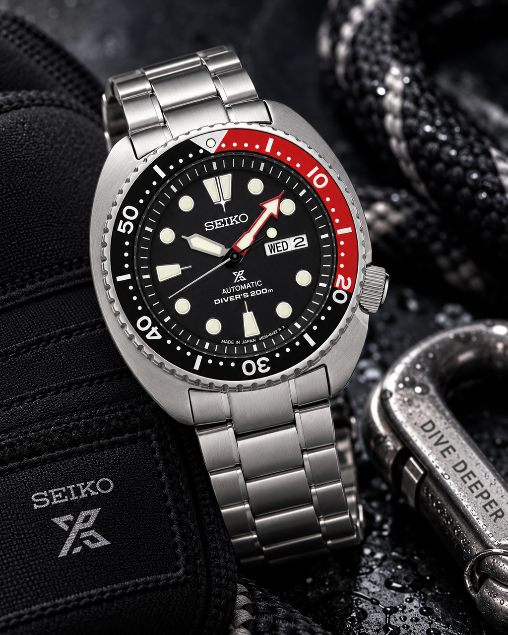 Seiko Prospex SRP789J1 Turtle Coke diving lifestyle view