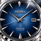 Seiko Presage Cocktail Time SRPB41J1 Blue Moon blue dial macro