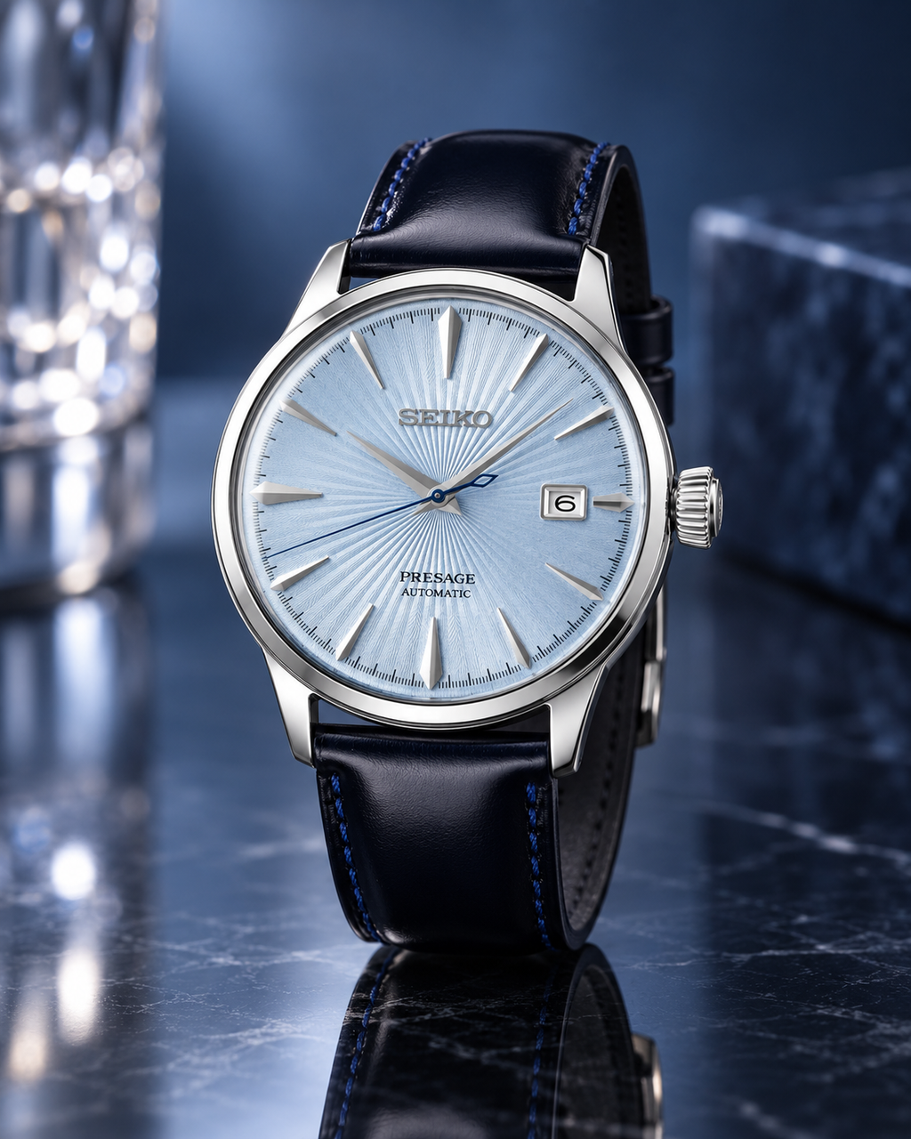 Seiko Presage Cocktail Time SRPB43J1 three-quarter studio view