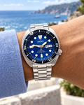 Seiko Prospex SRPD21J1 Save the Ocean Turtle automatic diver blue dial men's watch on wrist