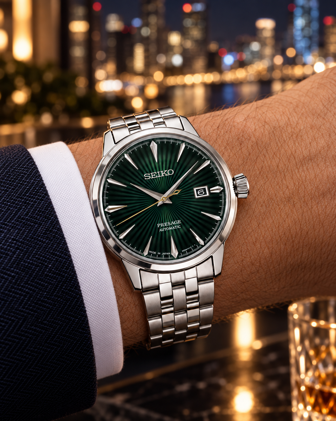 Seiko Presage Cocktail Time SRPE15J1 green dial automatic men's watch city wrist lifestyle