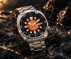 Seiko Prospex SRPH55 automatic diver on wet volcanic rock