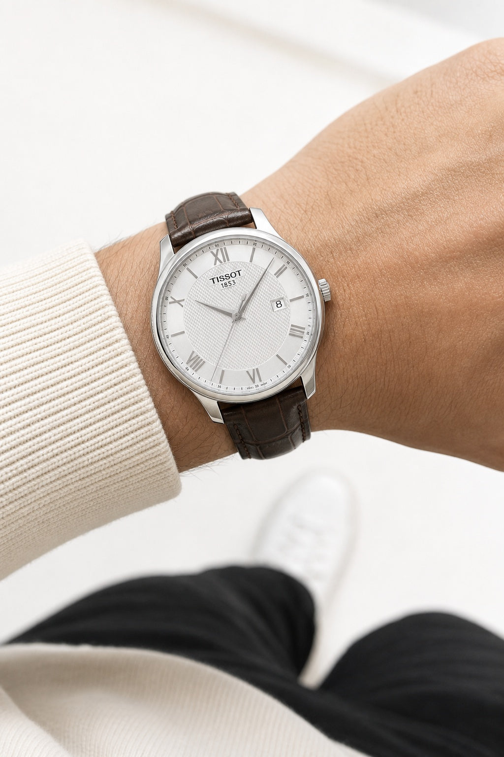 Tissot Tradition 42mm T063.610.16.038.00 wrist shot